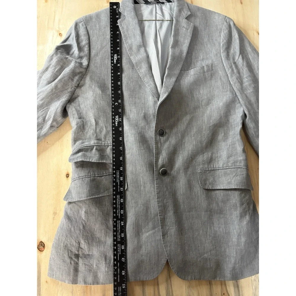 Banana Republic Modern Slim Fit Suit Jacket Gray 38R Linen Blend Blazer Mens